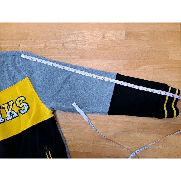 VTG Akademiks Hoodie Sweatshirt Black Gray Yellow Y2K Missing Drawstring 2XL - Picture 8 of 12